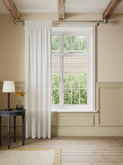 John Lewis Textured Geometric Slot Top Sheer Panel, Warm White - view 2, Warm White