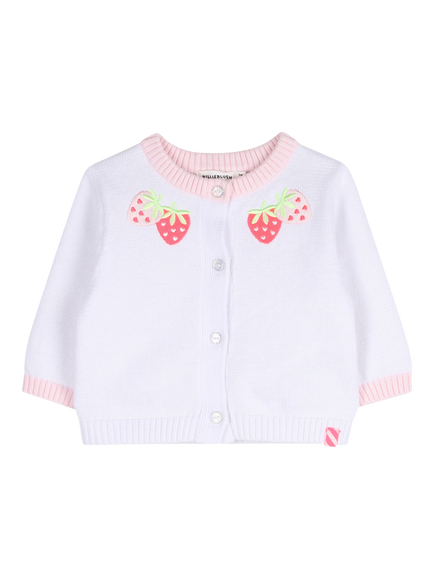 Billieblush Baby Strawberry Knitted Cardigan, White, White