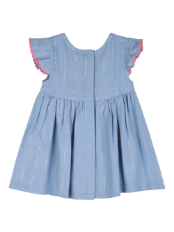 Billieblush Baby Short Sleeve Bow Dress, Light Blue - view 2, Light Blue