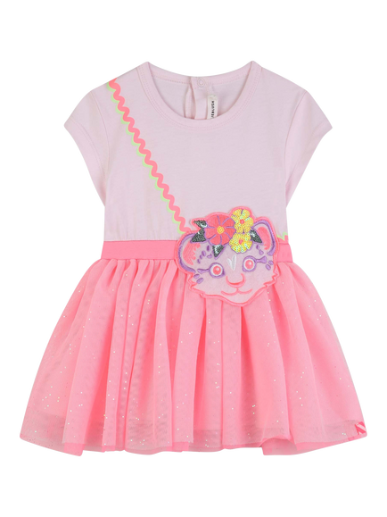 Billieblush Baby Short Sleeve Mesh Skirt Dress, Pale Pink, Pale Pink