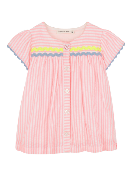 Billieblush Baby Short Sleeve Stripe Print Dress, Rose Pink, Rose Pink