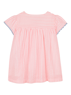 Billieblush Baby Short Sleeve Stripe Print Dress, Rose Pink - view 2, Rose Pink