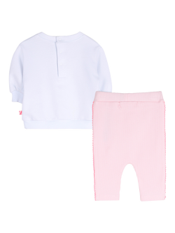 Billieblush Baby Fleece Sweatshirt and Leggings Set, White/Pink - view 2, White/Pink