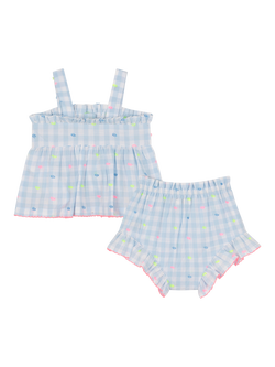 Billieblush Baby Gingham Top and Shorts Set, Blue/White - view 2, Blue/White