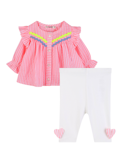 Billieblush Baby Blouse and Striped Leggings Set, Rose Pink, Rose Pink