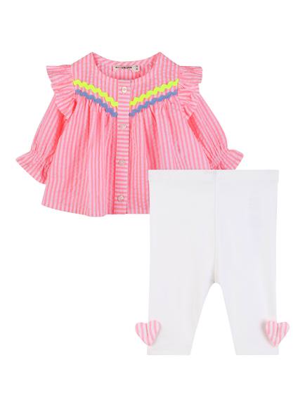 Billieblush Baby Blouse and Striped Leggings Set, Rose Pink, Rose Pink