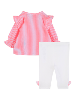 Billieblush Baby Blouse and Striped Leggings Set, Rose Pink - view 2, Rose Pink