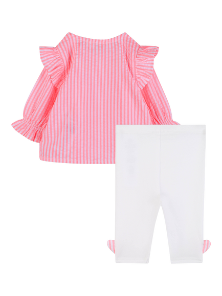 Billieblush Baby Blouse and Striped Leggings Set, Rose Pink - view 2, Rose Pink