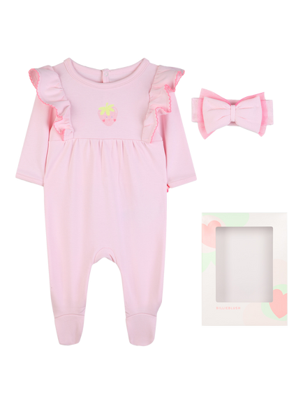 Billieblush Baby All in One Pyjama Set and Headband, Pale Pink, Pale Pink