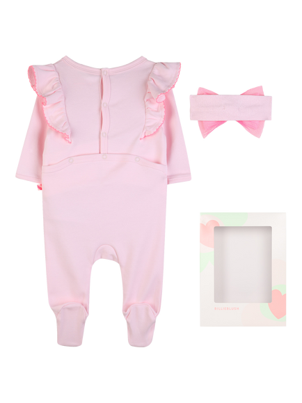Billieblush Baby All in One Pyjama Set and Headband, Pale Pink - view 2, Pale Pink