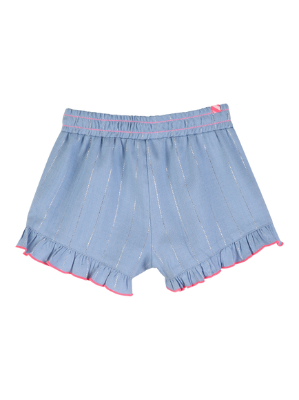 Billieblush Baby Stripe Ruffle Denim Shorts, Light Blue - view 2, Light Blue