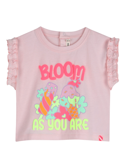 Billieblush Baby Bloom Ruffled Short Sleeve Cotton T-Shirt, Pale Pink