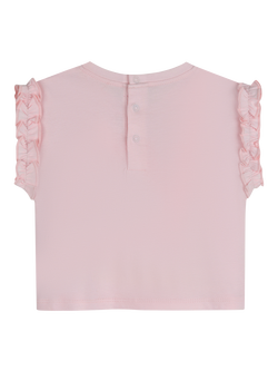 Billieblush Baby Bloom Ruffled Short Sleeve Cotton T-Shirt - view 2, Pale Pink