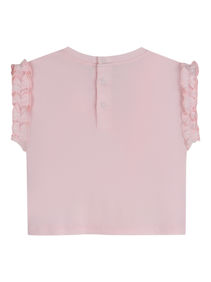 Billieblush Baby Bloom Ruffled Short Sleeve Cotton T-Shirt - view 2, Pale Pink