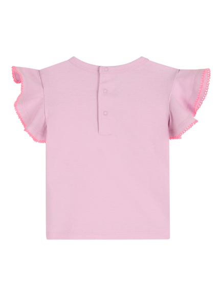 Billieblush Baby Flower Flounce Sleeve Cotton T-Shirt, Lilac/Multi - view 2, Lilac/Multi
