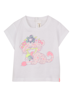 Billieblush Baby Ice Cream Lion Cub Short Sleeve Cotton T-Shirt, White, White