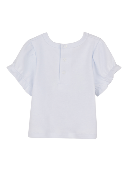 Billieblush Baby Fruit and Faces Ruffled Short Sleeve Cotton T-Shirt, White/Multi - view 2, White/Multi