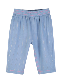 Billieblush Baby Stripe Ruffle Denim Trousers, Light Blue, Light Blue