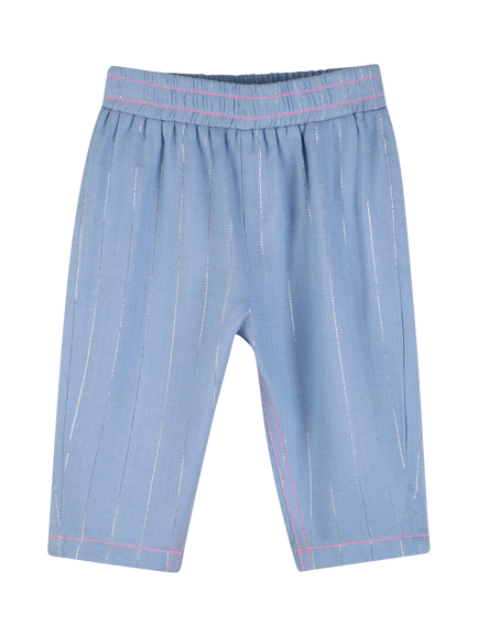 Billieblush Baby Stripe Ruffle Denim Trousers, Light Blue, Light Blue