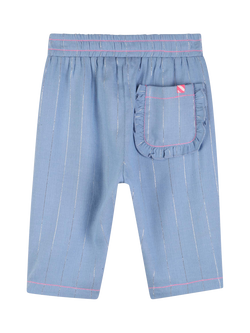 Billieblush Baby Stripe Ruffle Denim Trousers, Light Blue - view 2, Light Blue