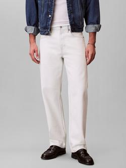 Calvin Klein Straight Mid Rise Jeans, White Bleachout, White Bleachout