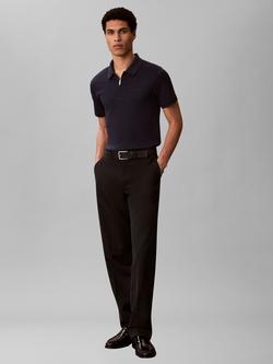 Calvin Klein Zip Neck Pique Polo Shirt, Dark Sapphire