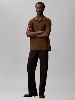 Calvin Klein Cotton Regular Fit Short Sleeve Polo Shirt, Crude Green