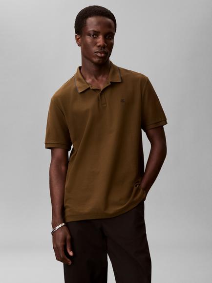 Calvin Klein Cotton Regular Fit Short Sleeve Polo Shirt - view 2, Crude Green