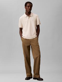Calvin Klein Cotton Regular Fit Short Sleeve Polo Shirt, Oatmeal