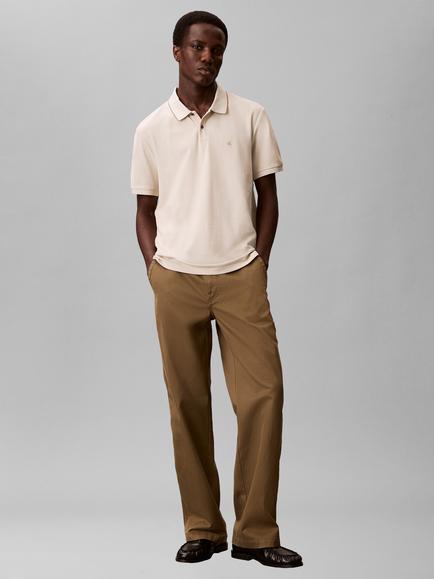 Calvin Klein Cotton Regular Fit Short Sleeve Polo Shirt, Oatmeal