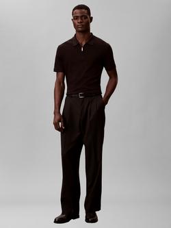 Calvin Klein Zip Neck Pique Polo Shirt, Black