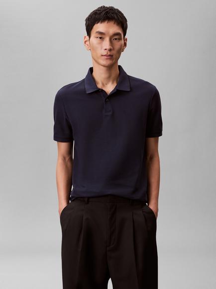 Calvin Klein Cotton Regular Fit Short Sleeve Polo Shirt - view 2, Dark Sapphire