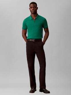 Calvin Klein Zip Neck Pique Polo Shirt, Enchanted Forest