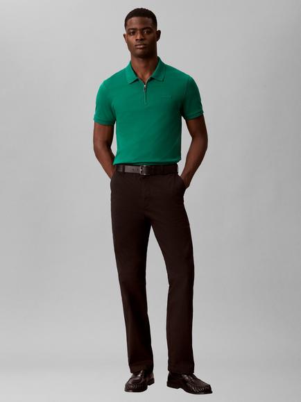 Calvin Klein Zip Neck Pique Polo Shirt, Enchanted Forest