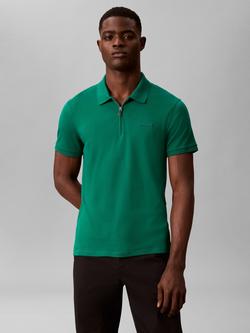 Calvin Klein Zip Neck Pique Polo Shirt - view 2, Enchanted Forest