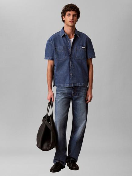 Calvin Klein Short Sleeve Denim Shirt, Beckford Blue, Beckford Blue