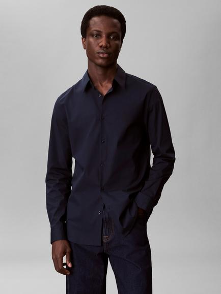 Calvin Klein Slim Fit Cotton Rich Stretch Shirt, Dark Sapphire, Dark Sapphire