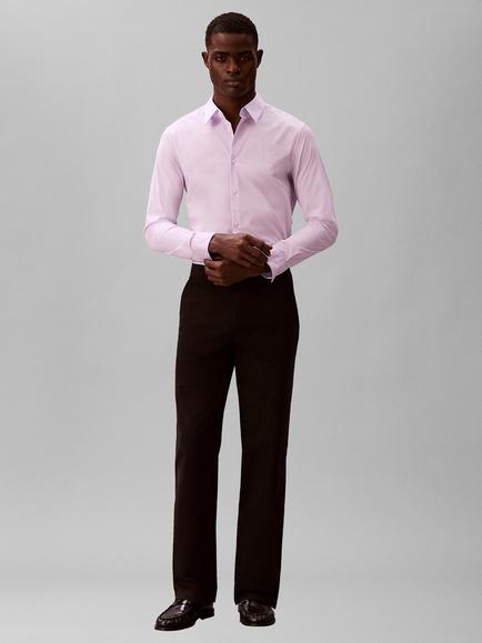 Calvin Klein Slim Fit Cotton Rich Stretch Shirt, Dark Sapphire, Island Lilac