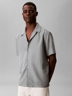 Calvin Klein Woven Modal Blend Regular Fit Revere Collar Shirt - view 2, Frosted Spruce