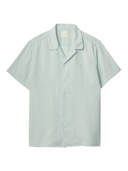 Calvin Klein Woven Linen Blend Regular Fit Revere Collar Shirt, Pale Meadow, Pale Meadow