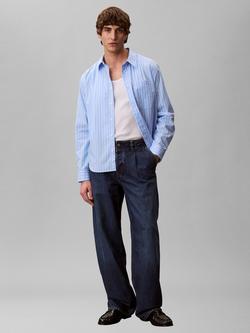 Calvin Klein Cotton Regular Fit Stripe Shirt, Blue Descent