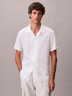 Calvin Klein Woven Linen Blend Regular Fit Shirt, Brilliant White