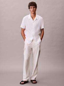 Calvin Klein Woven Linen Blend Regular Fit Shirt - view 2, Brilliant White