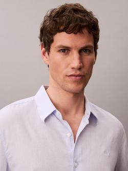 Calvin Klein Woven Linen Blend Regular Fit Shirt - view 2, Heavenly Iris