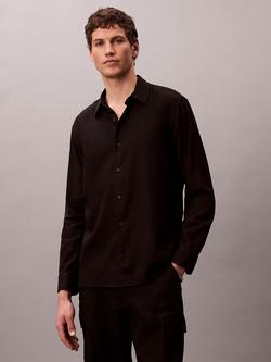 Calvin Klein Woven Linen Blend Regular Fit Shirt, Black