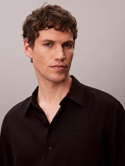 Calvin Klein Woven Linen Blend Regular Fit Shirt - view 2, Black