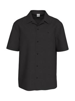 Calvin Klein Linen Blend Regular Fit Woven Shirt, Black, Black