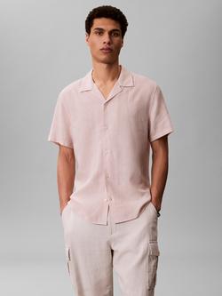 Calvin Klein Woven Linen Blend Regular Fit Shirt, Prairie Peach