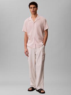 Calvin Klein Woven Linen Blend Regular Fit Shirt - view 2, Prairie Peach