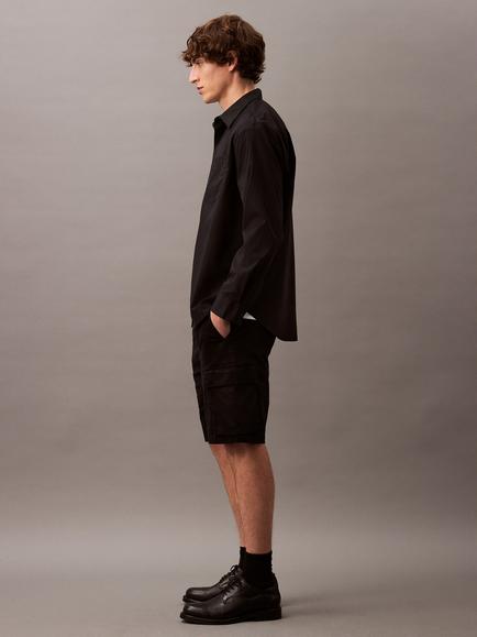 Calvin Klein Cotton Twill Cargo Shorts, Black - view 2, Black